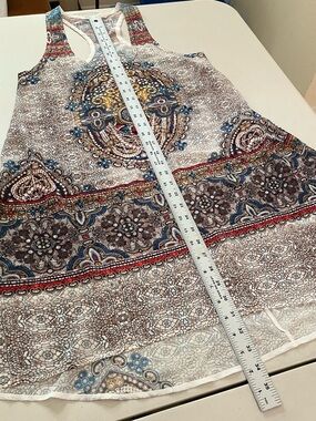 Women’s Printed Swim Coverup Tank in Brown and Blue